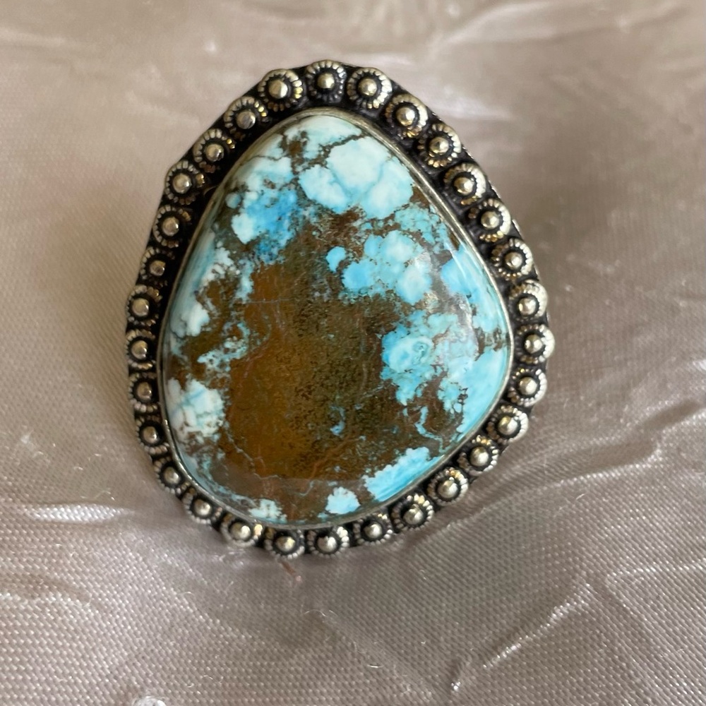 Sterling Silver Plated Semi Precious Blue Stone Ring
7.5”-8” - Picture 2 of 5